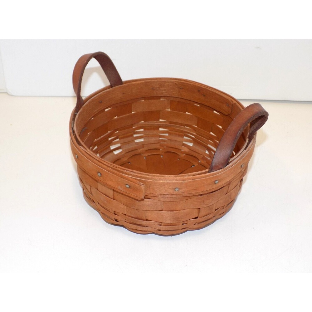 Button Basket Vintage 1990 Longaberger Dk Stain - NICE!